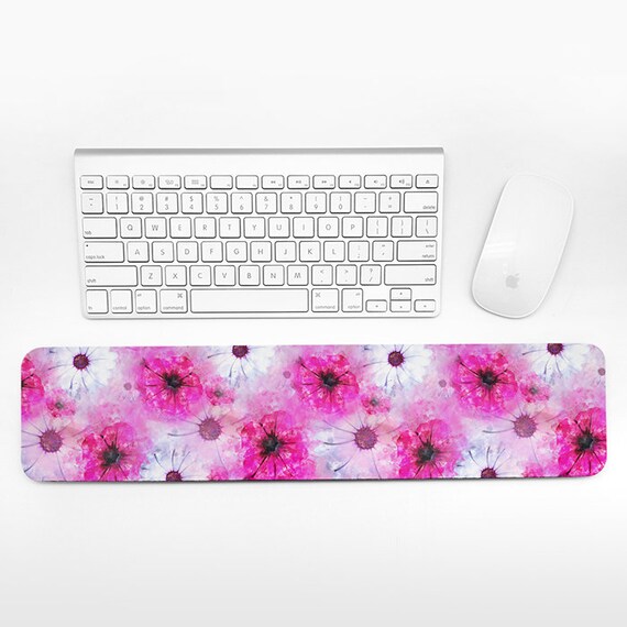 Watercolor Floral Keyboard Wrist Rest Pad Pink Wrist Keyboard Rest Flowers Wrist Pad for Keyboard Pad Cute Desk Cubicle Decor for Women Gift