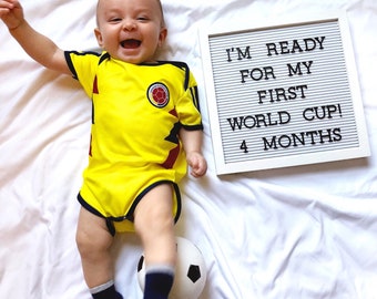 One Piece Baby World Cup Jersey: Mexico, Colombia, Argentina, Spain, Sweden, Russia, Belgium, Germany, France, England