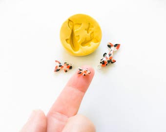 polymer clay mold - Small 3D Koi Fish Mold - Silicone Mold to make tiny Koi Fish with polymer clay, chocolate, soap, fondant, resin
