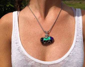 Double Terminated Rainbow Aura Crystal + Silver