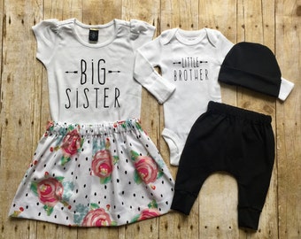 Big sister little brother sibling set, sibling shirts, pregnancy announcement shirt, baby announcement shirt