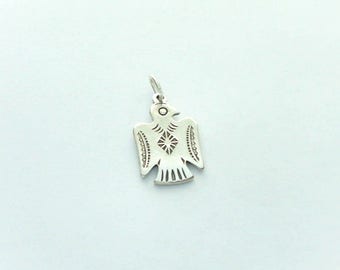 1 Sterling Silver Thunderbird Charm, Double Sided, Native American Design, Made in USA