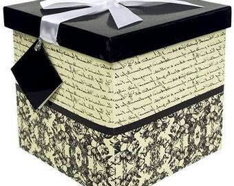 Gift Box Florence Pop up in Seconds comes with Decorative Ribbon mounted on the lid A Gift Tag and Tissue Paper - No Glue or Tape Required