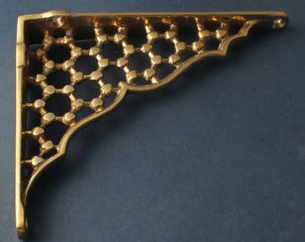 Brass 6" x 5" Honeycomb Shelf Bracket - Victorian Old Metal Antique Style Shelving Brackets Heavy Duty Supports Solid Brass ~ (BR05-bs)