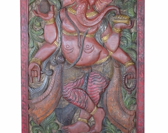 Ganesha Barn Door Vintage Carved Ganesha God of Health, Wealth, Property, Sucess, Panel Bohemian Decor