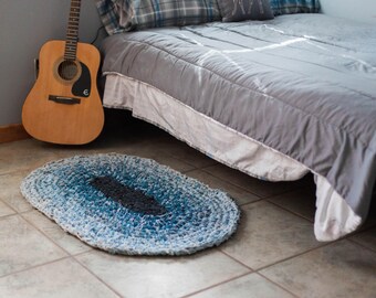 Oval Crocheted Denim Rag Rug
