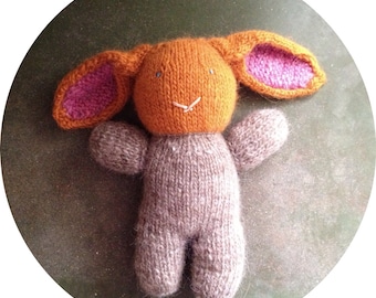 Hand Knit Bunny Rabbit - Stuffed Animal - Orange and Brown - Icelandic Lopi Wool