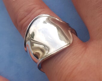 Solid Silver Ring - Recycled Upcycled Sterling Silver Ring - Size 7