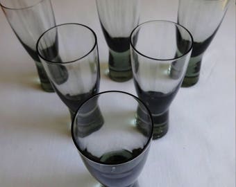 Holmegaard Canada Smoke glasses X 6 in original box. Designed by Per Lutken