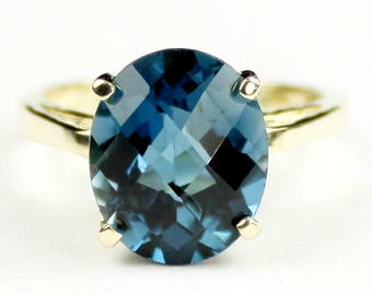London Blue Topaz, 18KY Gold Ring, R055