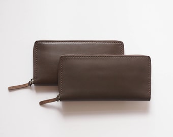 Leather Zippy Wallet (Description: genuine cow leather/ Leather wallet / leather purse / leather handcrafted wallet / VANSO Collection)