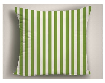Greenery Pillows with Stripes, Custom Throw Pillows, Pantone Color Personalized Pillow, Decorative Throw Pillows