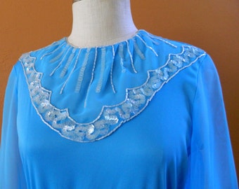 Sky Blue Vintage Beaded Maxi Dress