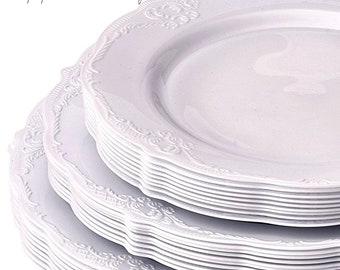 Vintage Style Modern Elegance Party Plates Ivory Disposable Vintage Style Modern Elegance Party Plates Ivory Disposable