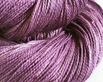 Hand Dyed Laceweight Yarn Merino Silk Barossa purple 100g