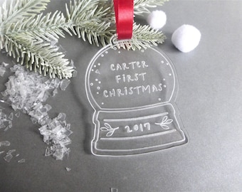 Personalised First Christmas Snow Globe Decoration