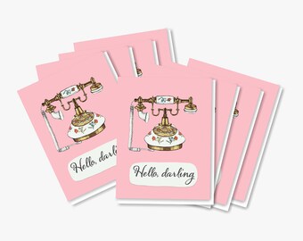 SET OF 8 Rotary Phone Greeting Cards