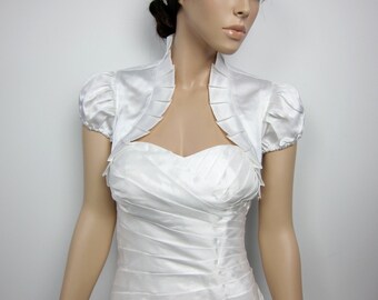 Off-White short sleeve satin bolero wedding bolero jacket shrug