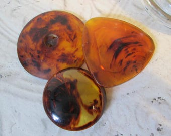 Lot of 3 Large Vintage IMITATION TORTOISE Buttons !!