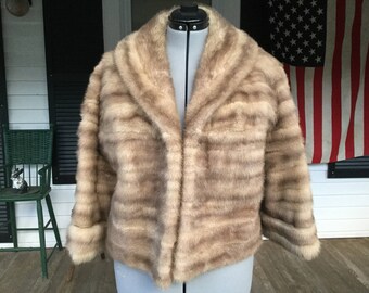 Vintage Mink Blonde Striped Short Jacket