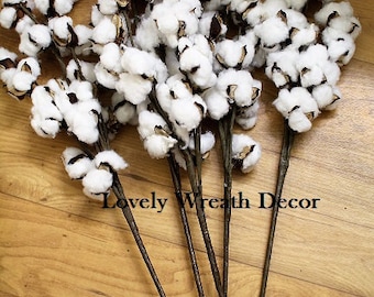 5 Cotton boll branches ,cotton boll stalks , faux cotton boll , wedding cotton bolls , Cotton sprays ,country rustic