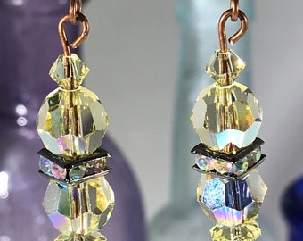 Yellow Swarovski Crystal Earrings