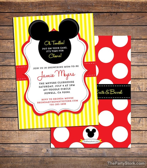 Striking image inside mickey mouse baby shower invitations printable Canny image pertaining to mickey mouse baby shower invitations printable