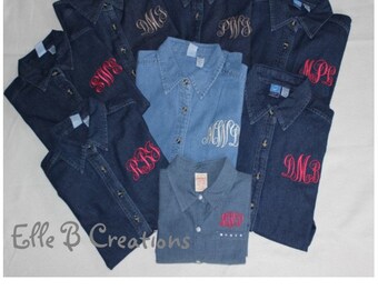 Monogrammed Denim Shirt ---