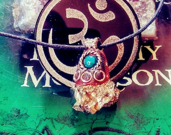 Magical stone necklace,Om protection Amulet, peruvian stone