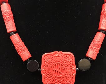 Resin and Obsidian Necklace- Handmade