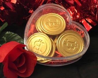 Delicious Belgian Bitcoin Chocolates in a Heart Box