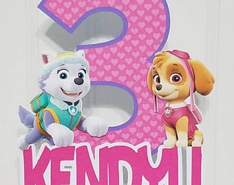 Everest Skye patrol cake topper Puppy Birthday party, dog Patrol Party, girl patrol cake topper, skye everest patrol cake