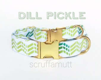 Dill Pickle Dog Collar / Arrow Dog Collar / Adjustable Dog Collar / Chevron Dog Collar / Geometrical Dog Collar / Gold Dog Collar