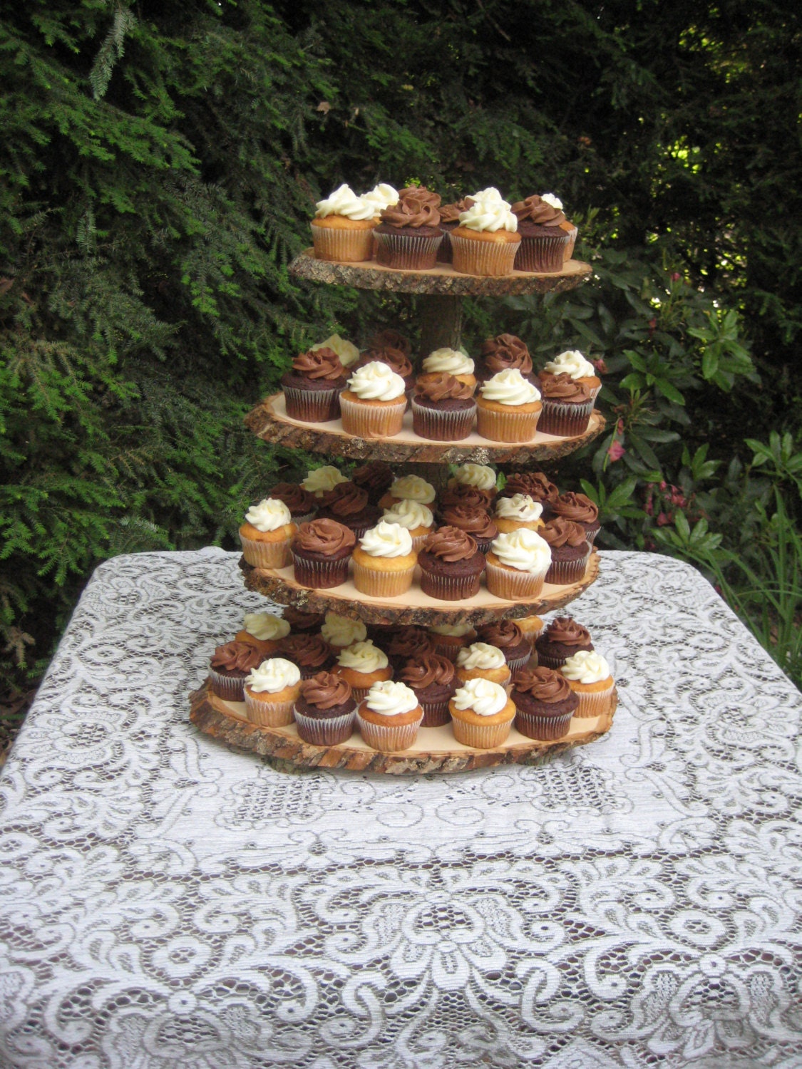 Cupcake Stand Rustic Wedding Log Slices 4 Tier Cupcake Stand Rustic Wedding Log Slices 4 Tier