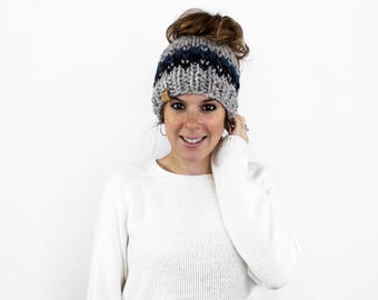 Messy Bun Hat, Ponytail headband, Bun Hat, Ponytail Hat- Patuxent Ponytail Hat