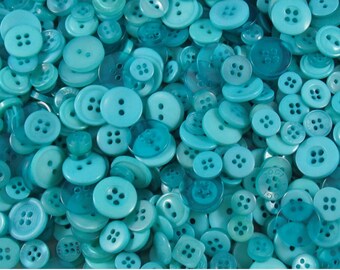 Aqua/Turquoise/Teal Small Mixed Buttons - Bulk/Job Lot/Scrapbooking/Card Making/Crafting