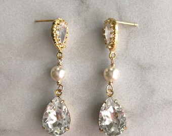 Bridal earrings - gold wedding earrings - bridal jewelry - bridesmaids earrings - wedding jewelry - teardrop earrings - Charlotte
