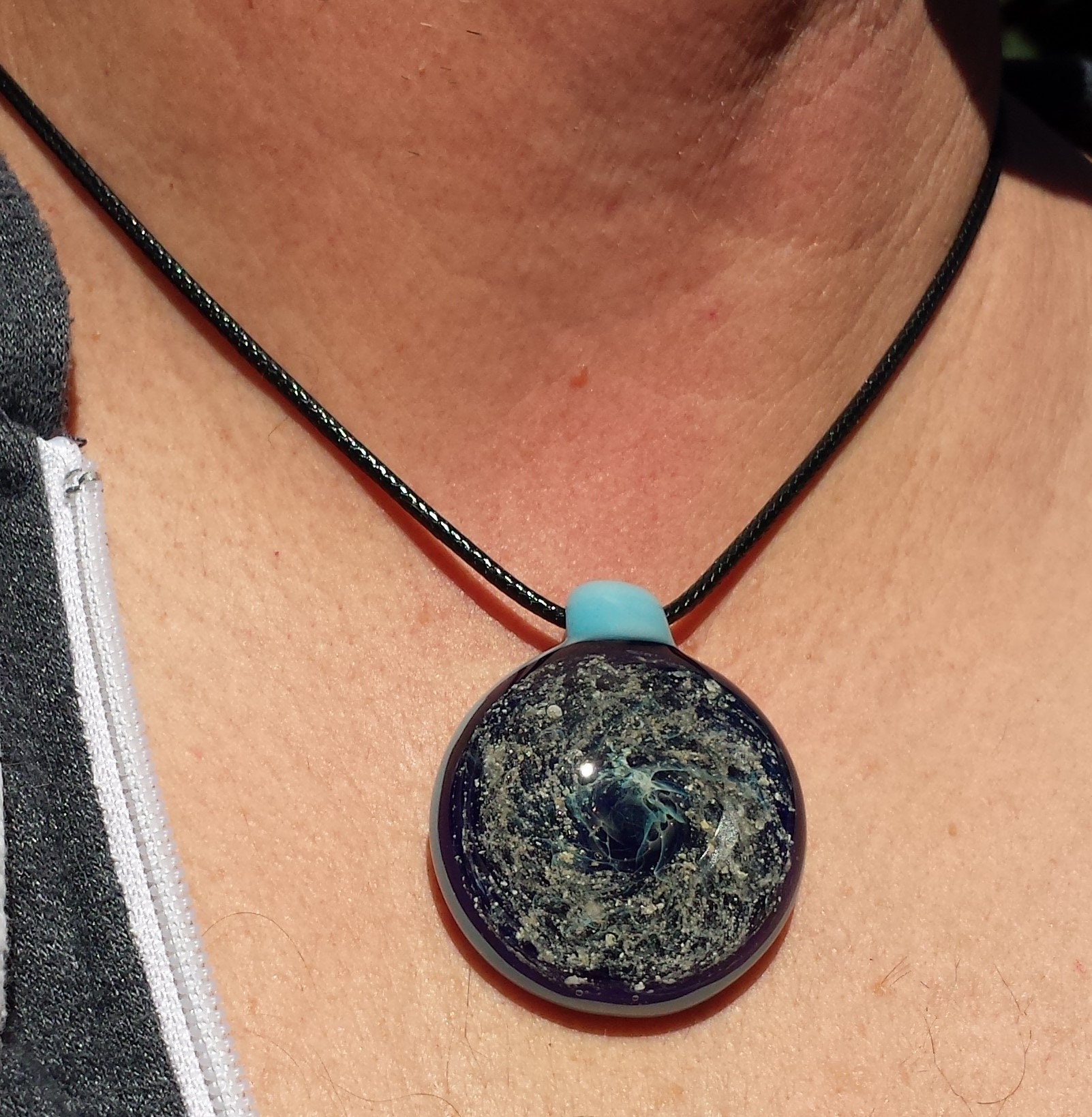 Cremation Ashes Jewelry StarDust Galaxy Necklace Blown