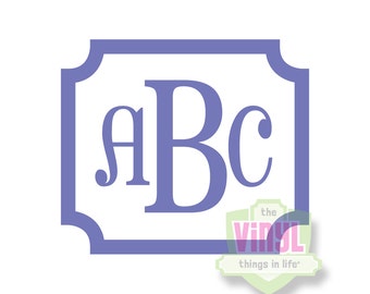 Monogram Decal, Framed Monogram, Vinyl monogram, Monogram sticker, Personalized decal, Laptop monogram, Car monogram, multiple sizes
