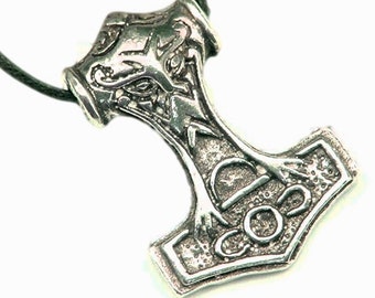 Thor's Hammer Necklace Pewter Pendant Viking Mjollnir Norse 1164Ax