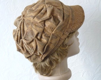 Women's cap, Velveteen, The cap from velveteen, Women's hat, Beige hat, Warm hat, Winter hat, Women's autumn cap, Corduroy cap