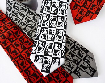 Schrodinger's Cat Necktie, Science Tie, Geek Necktie, Science Gift, Clothing Gift, Cat Lover Gift, Quantum Physics, Science Teacher Gift