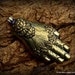 Nepalese Buddhist Fair Trade Brass Sacred Lotus Blossom and ॐ Insignia Repousse Hand Of Buddha Focal Bead