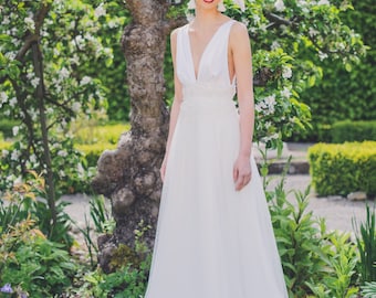 Monroe Inspired Wedding Dress, with delicate French beaded trim