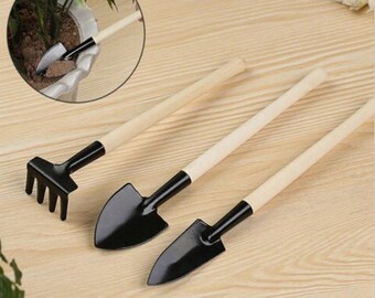 3 accessories mini gardening bonsai or zen garden rake and shovel