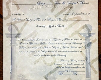 Masonic certificate | Etsy