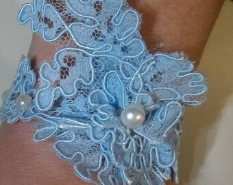 Blue lace wedding bracelet for the bride