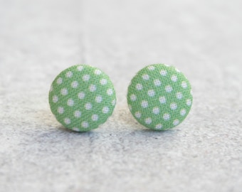 Lawn Dots Fabric Button Earrings