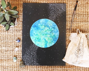 PRINT - Watercolour Planet Earth