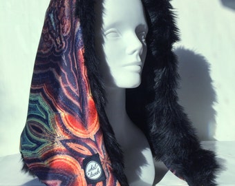 Trippy Kaleidoscope Reversible Chained Hood